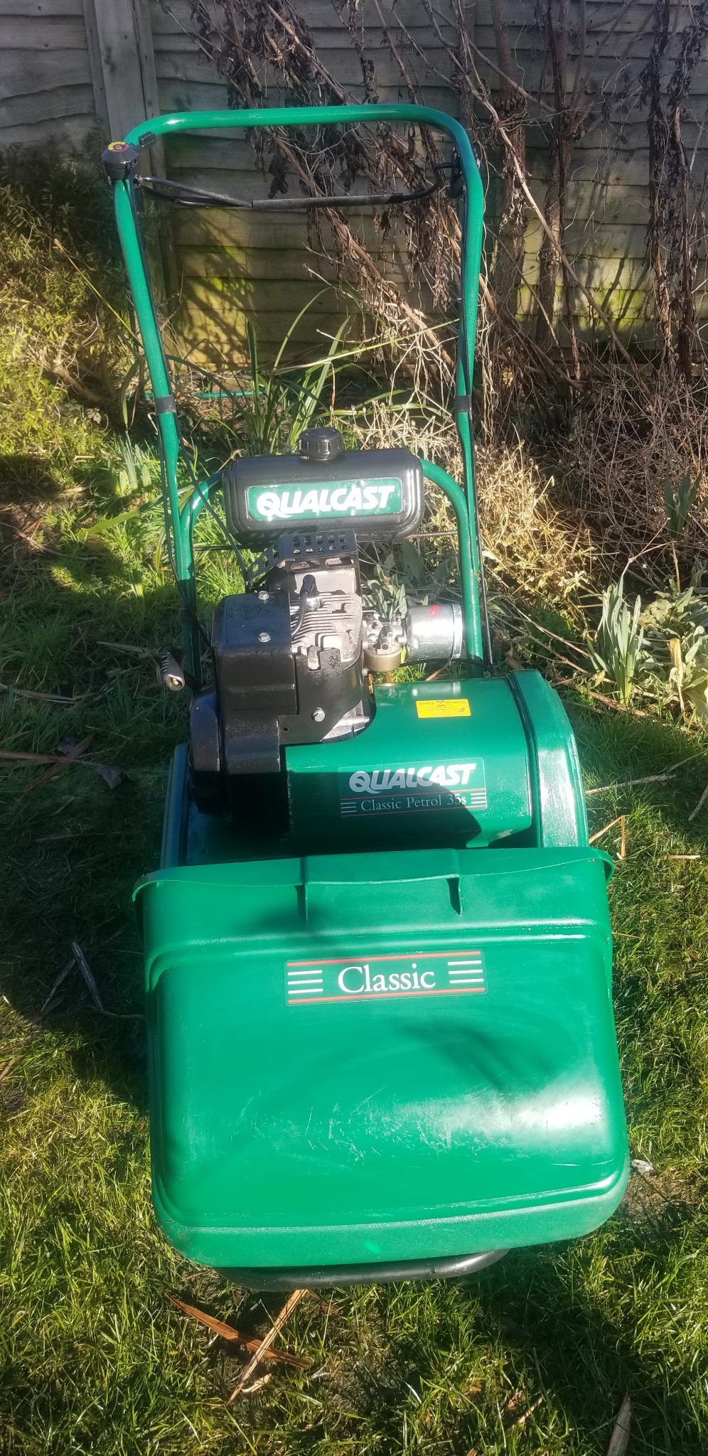 Qualcast Classic 35s Petrol Lawn Mower with Grass Box Mendy Mowers