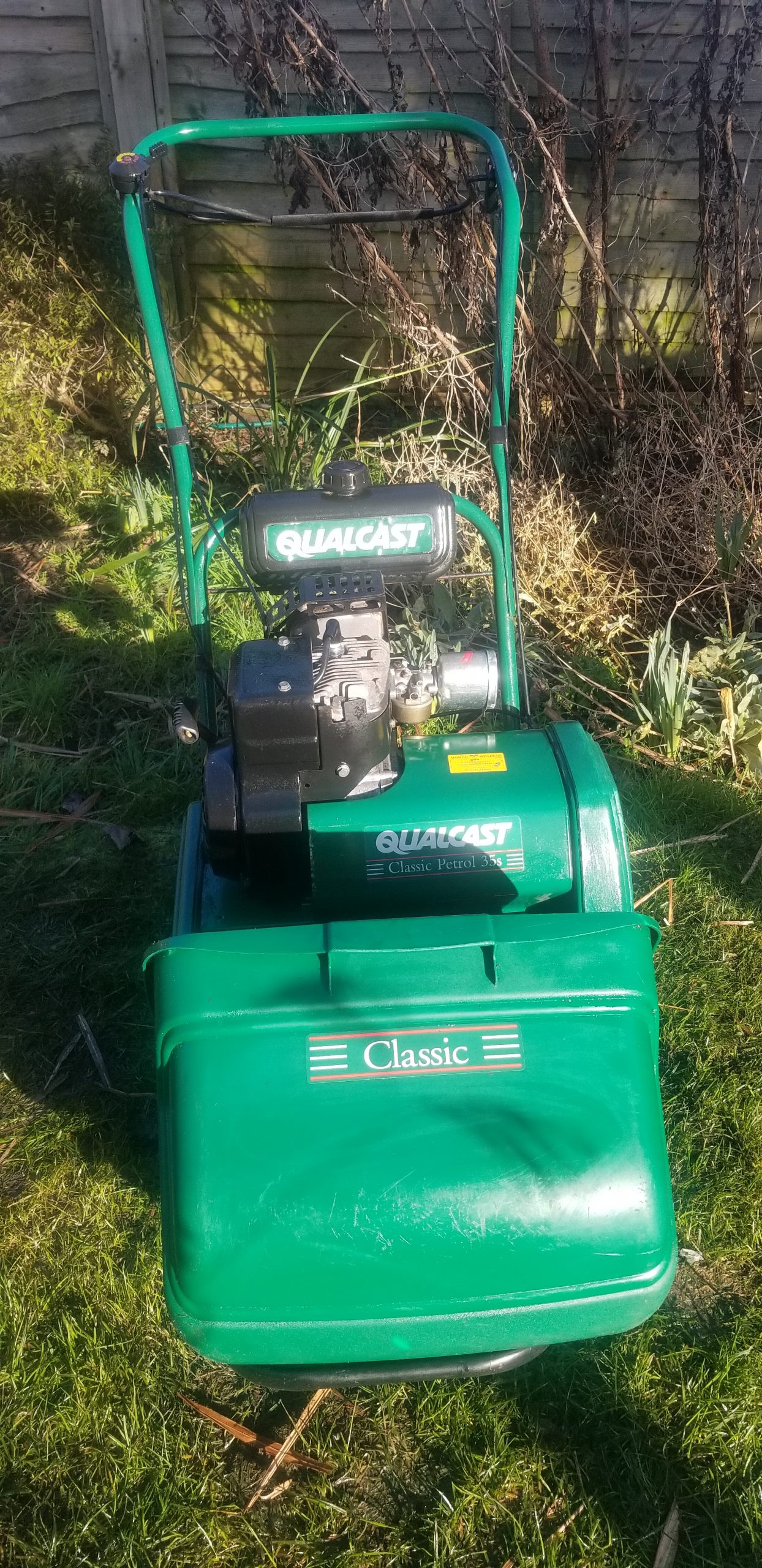Qualcast Classic 35s Petrol Lawn Mower with Grass Box Mendy Mowers